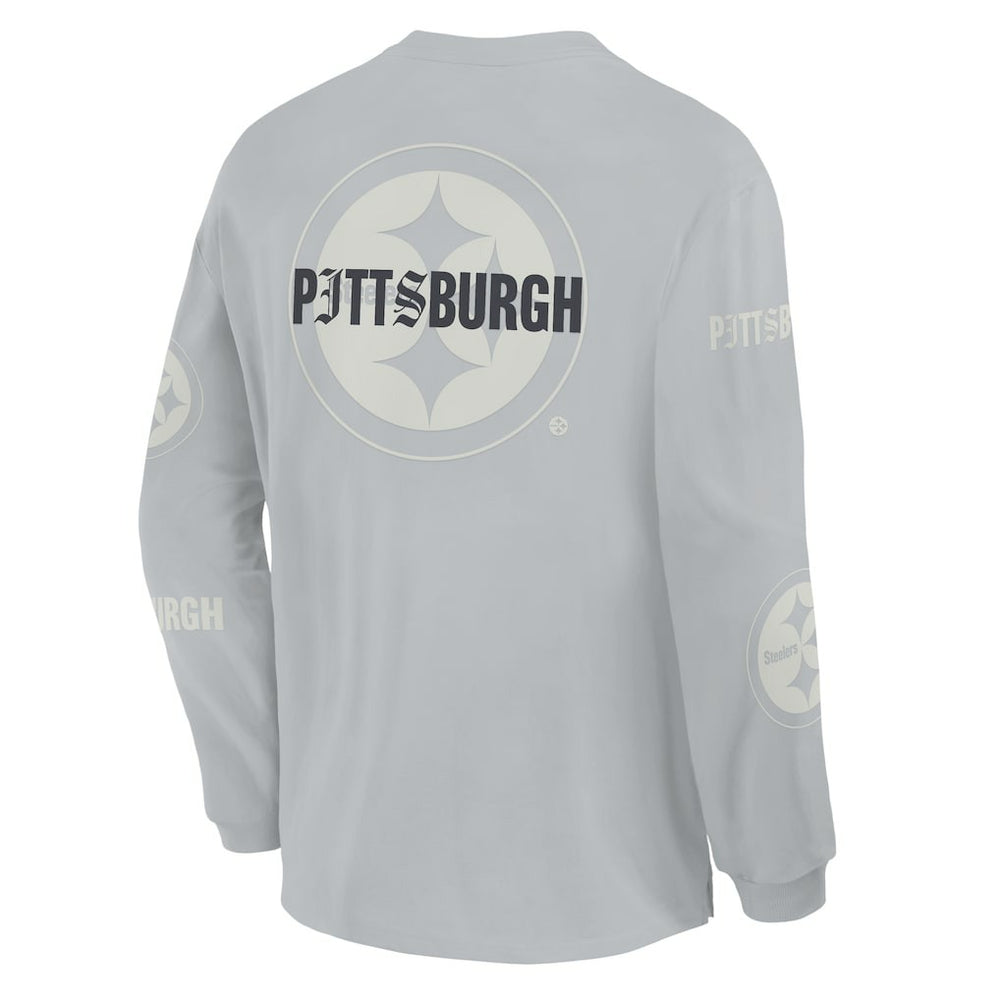 Pittsburgh Steelers Oversized Type Play Long Sleeve T-Shirt Gray - Fanatics
