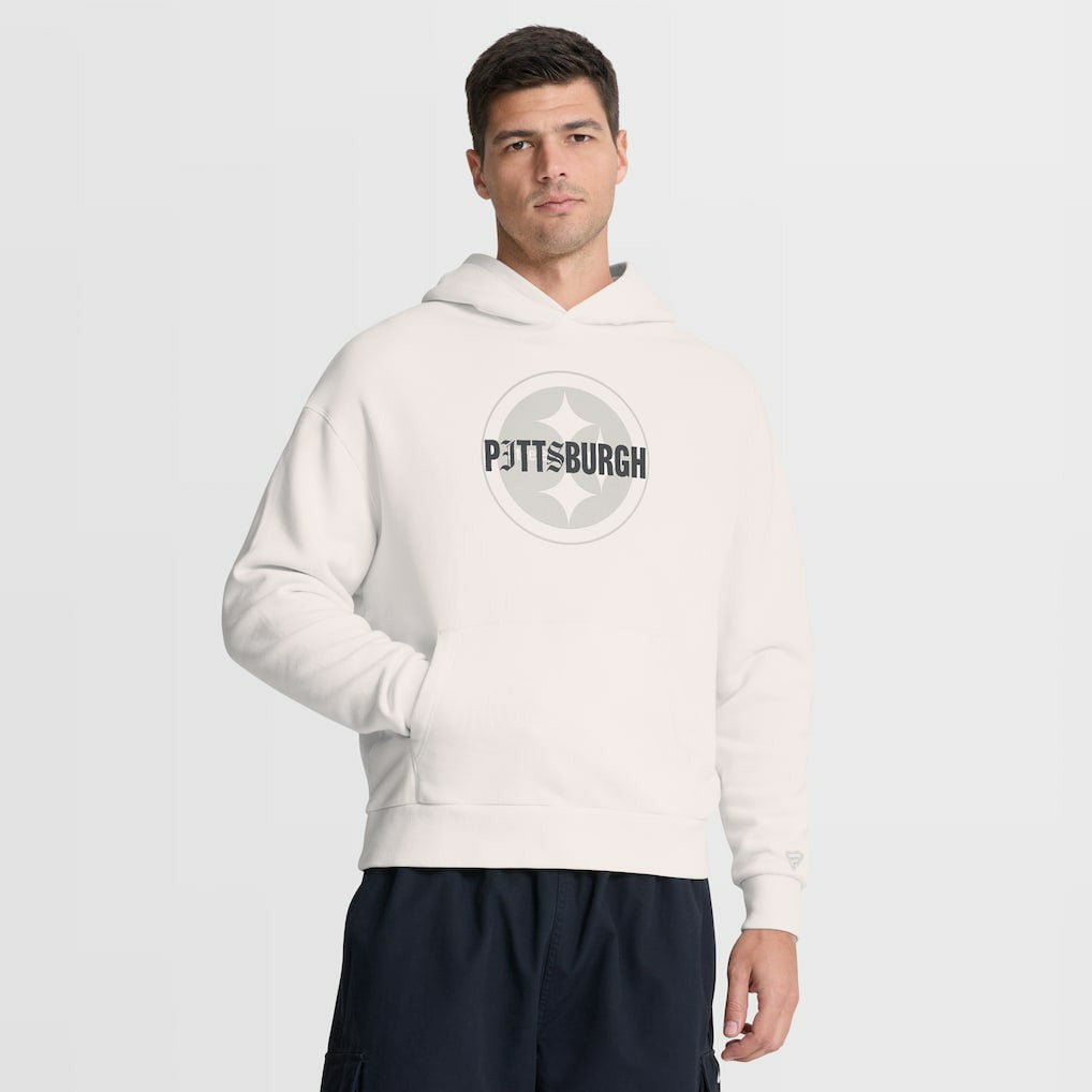 Pittsburgh Steelers Oversized Type Play Location Hoodie Cream - Fanatics