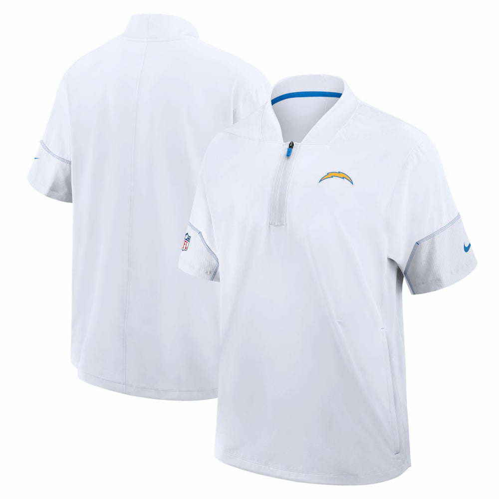 Los Angeles Chargers Sideline Short Sleeve Quarter-Zip Coach Jacket White - Nike