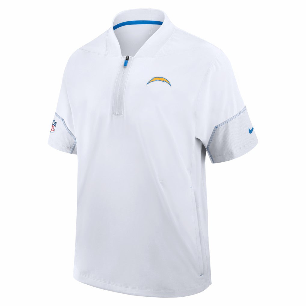 Los Angeles Chargers Sideline Short Sleeve Quarter-Zip Coach Jacket White - Nike
