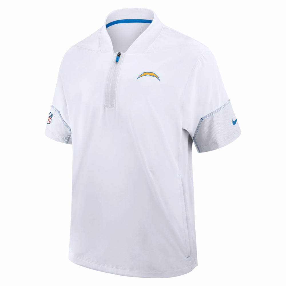 Los Angeles Chargers Sideline Short Sleeve Quarter-Zip Coach Jacket White - Nike