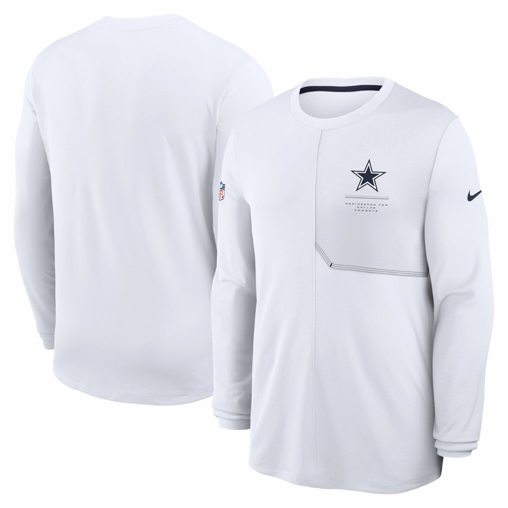 Dallas Cowboys Sideline Coach UV Dri-FIT Long Sleeve Shirt White - Nike