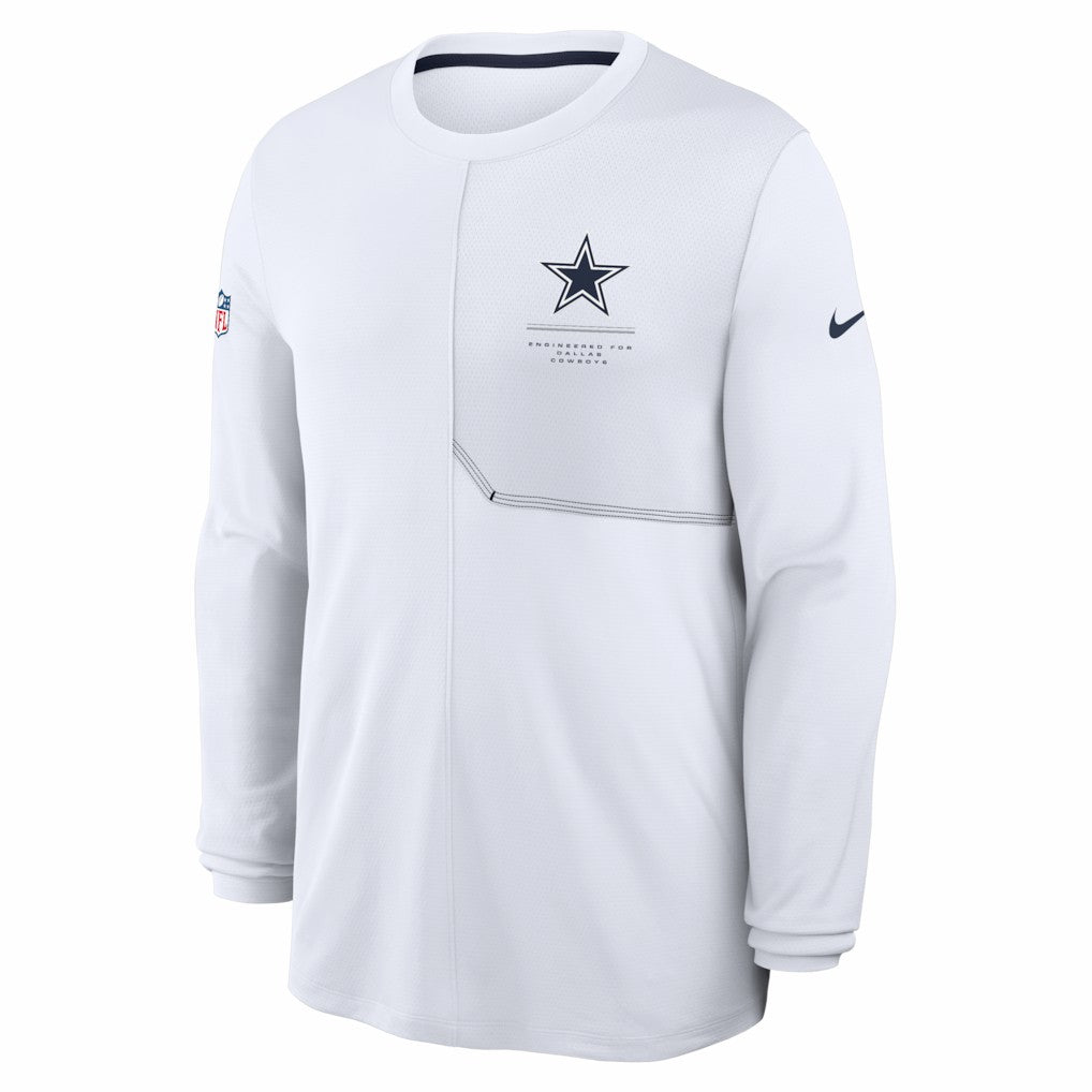 Dallas Cowboys Sideline Coach UV Dri-FIT Long Sleeve Shirt White - Nike