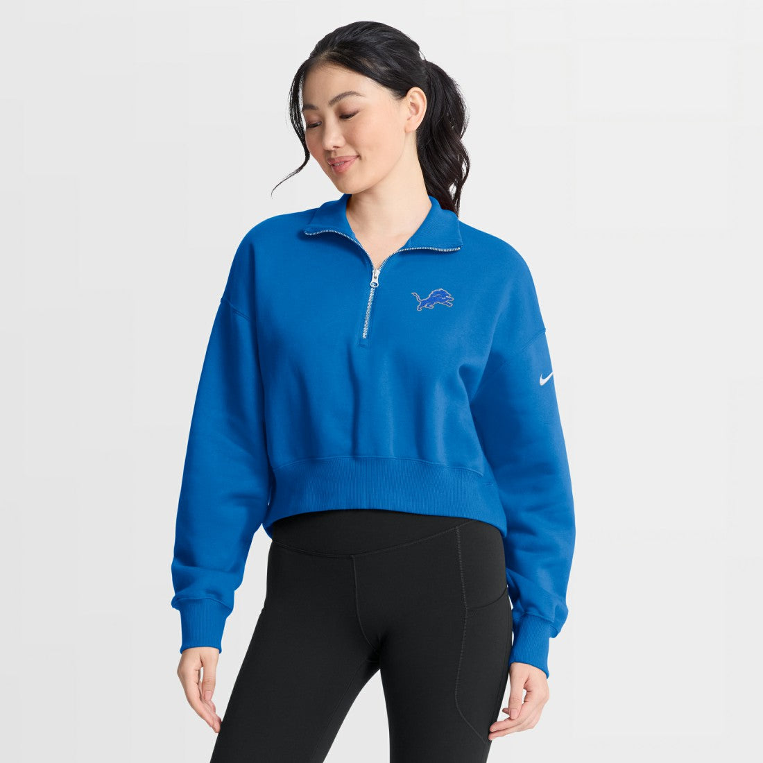 Detroit Lions Women's Phoenix Fleece Quarter-Zip Sweatshirt Blue - Nike