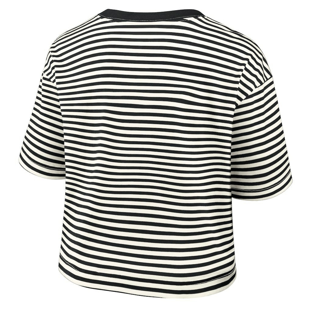 Pittsburgh Steelers Women's Striped Cropped T-Shirt Black/Cream - Nike