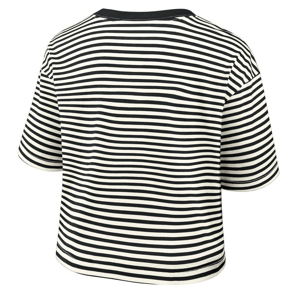 Pittsburgh Steelers Women's Striped Cropped T-Shirt Black/Cream - Nike