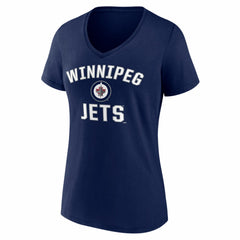 Winnipeg Jets - Logo Athletic Women's Arch Victory V-Neck T-Shirt Navy
