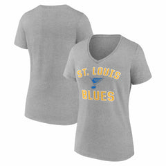 St. Louis Blues - Logo Athletic Women's Arch Victory V-Neck T-Shirt Heather Gray