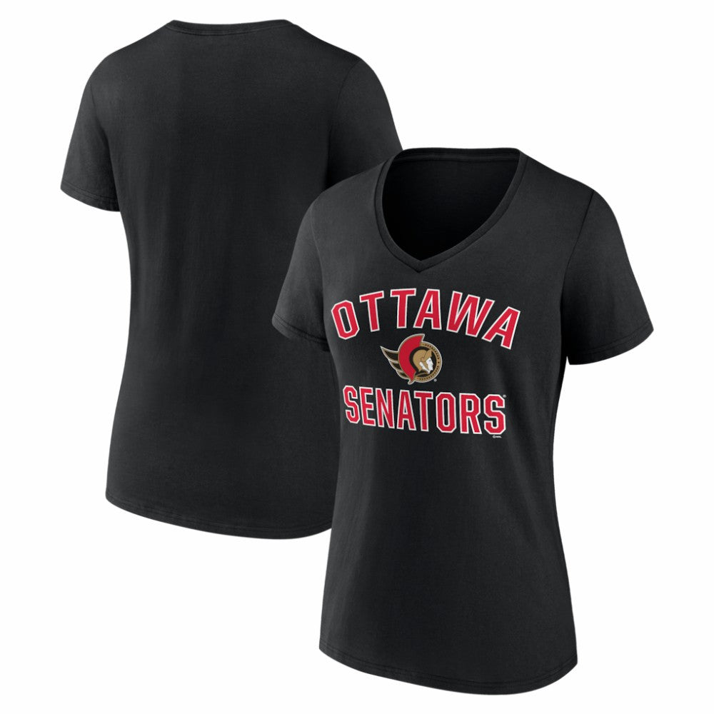 Ottawa Senators - Logo Athletic Women's Arch Victory V-Neck T-Shirt Black
