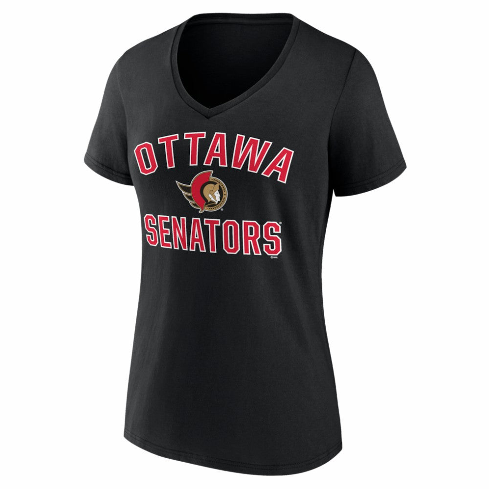Ottawa Senators - Logo Athletic Women's Arch Victory V-Neck T-Shirt Black