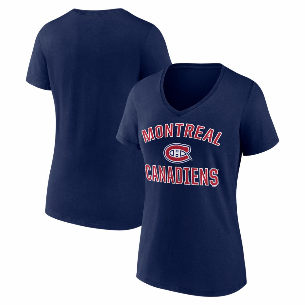 Montreal Canadiens - Logo Athletic Women's Arch Victory V-Neck T-Shirt Navy