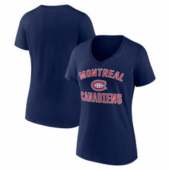 Montreal Canadiens - Logo Athletic Women's Arch Victory V-Neck T-Shirt Navy