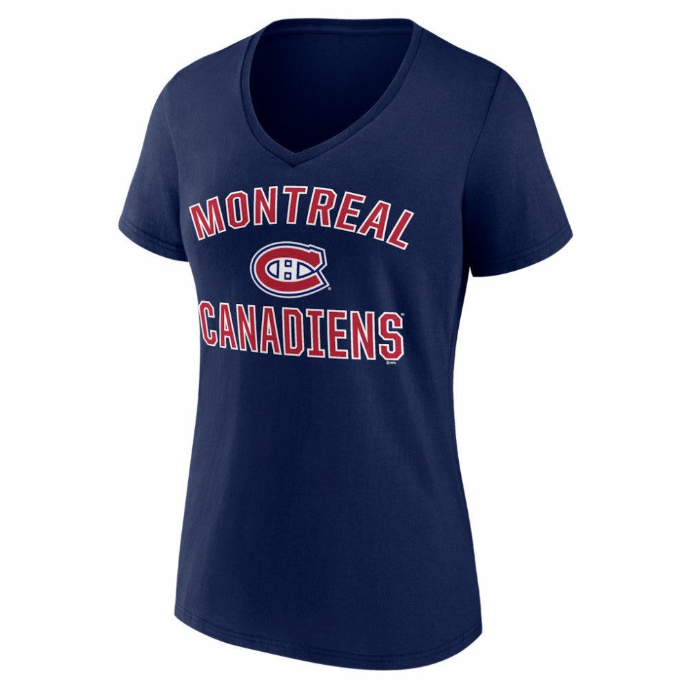 Montreal Canadiens - Logo Athletic Women's Arch Victory V-Neck T-Shirt Navy