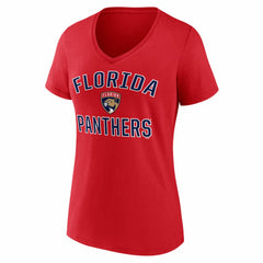 Florida Panthers - Logo Athletic Women's Arch Victory V-Neck T-Shirt Red