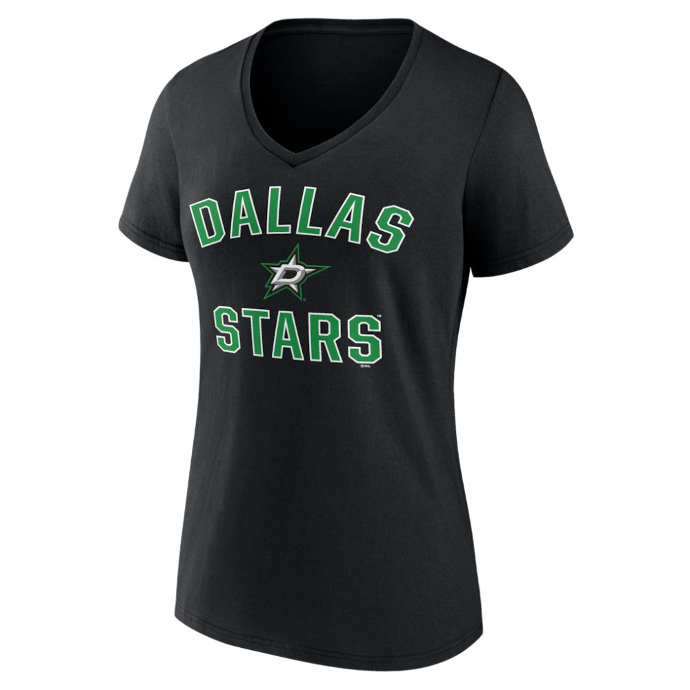 Dallas Stars - Logo Athletic Women's Arch Victory V-Neck T-Shirt Black