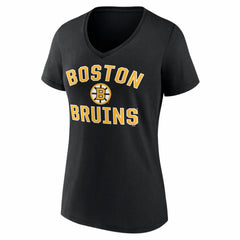 Boston Bruins Logo Athletic Women's Arch Victory V-Neck T-Shirt Black