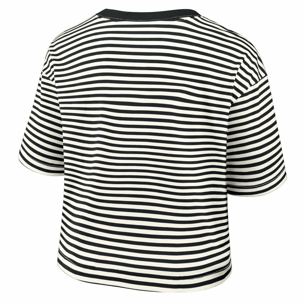 Detroit Lions Women's Striped Cropped T-Shirt Black/Cream - Nike