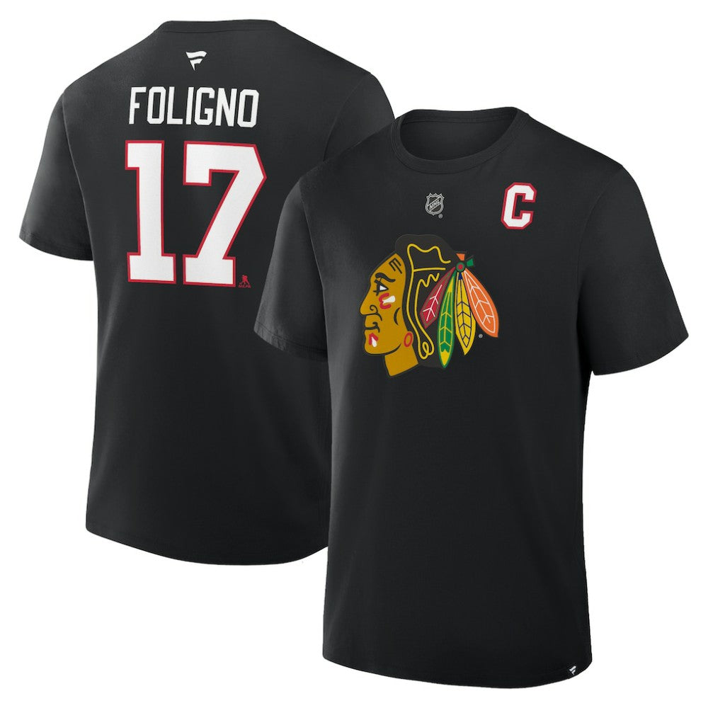 Nick Foligno Chicago Blackhawks Fanatics Authentic Stack Name & Number T-Shirt Black