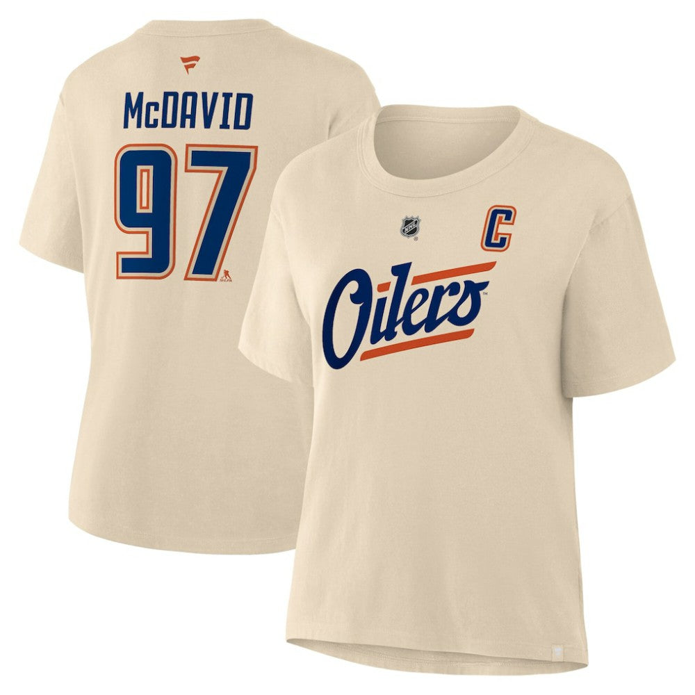 Connor McDavid Edmonton Oilers - Fanatics Women's Alternate Name & Number T-Shirt Beige
