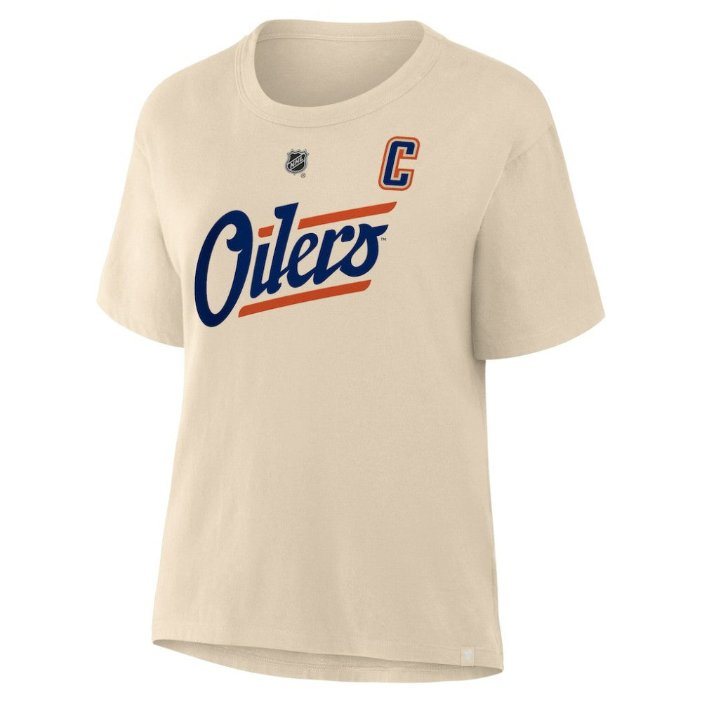 Connor McDavid Edmonton Oilers - Fanatics Women's Alternate Name & Number T-Shirt Beige
