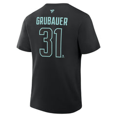Philipp Grubauer Seattle Kraken Fanatics Authentic Stack Name & Number T-Shirt Black