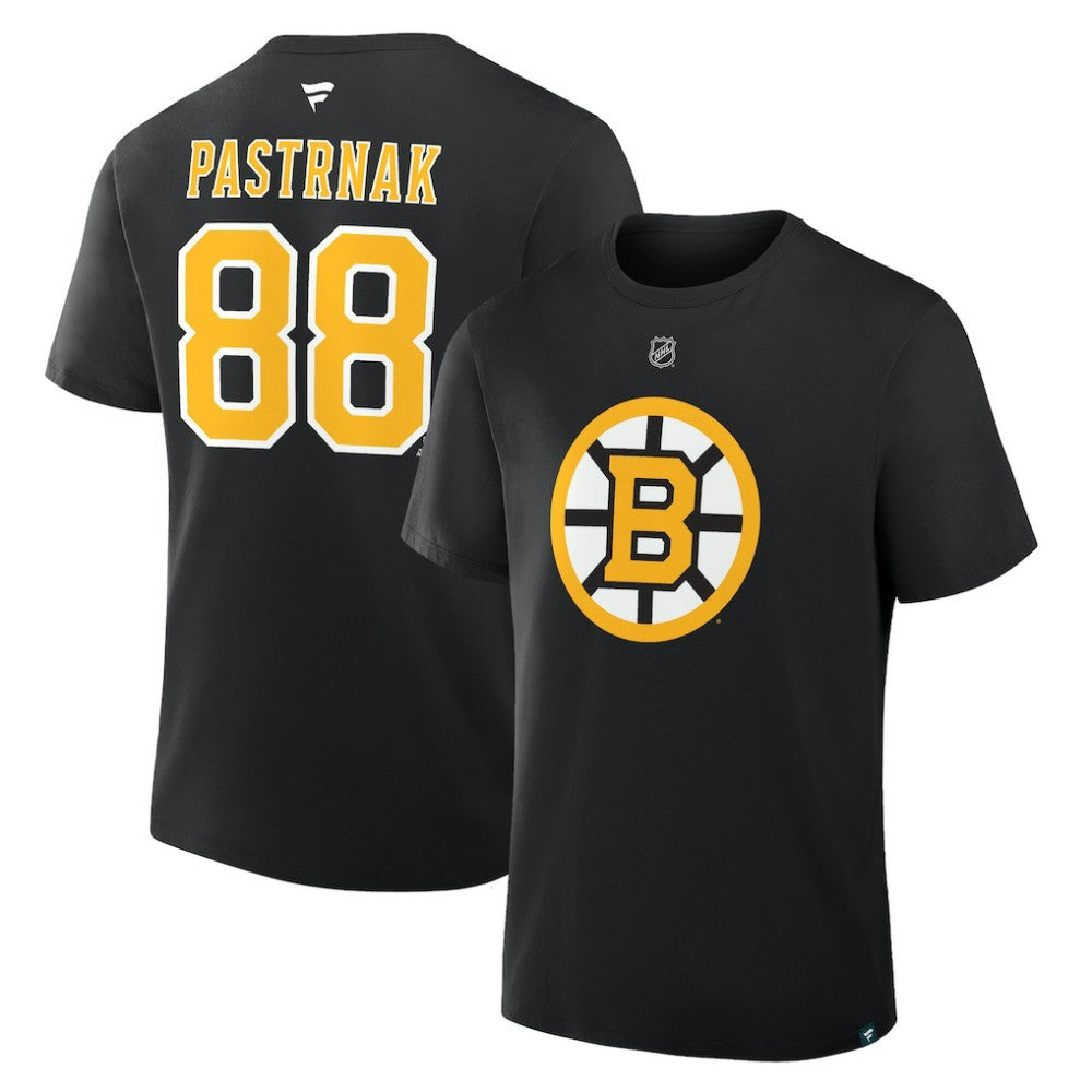 David Pastrnak Boston Bruins Fanatics Authentic Stack Name & Number T-Shirt Black