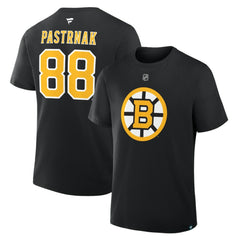 David Pastrnak Boston Bruins Fanatics Authentic Stack Name & Number T-Shirt Black
