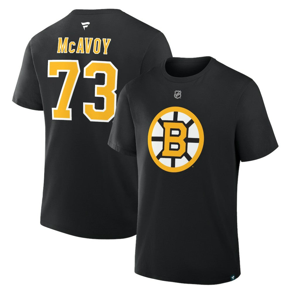 Charlie McAvoy Boston Bruins Fanatics Authentic Stack Name & Number T-Shirt Black
