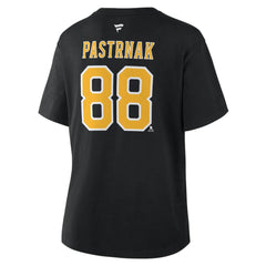 David Pastrnak Boston Bruins Fanatics Women's Authentic Stack Name & Number T-Shirt Black
