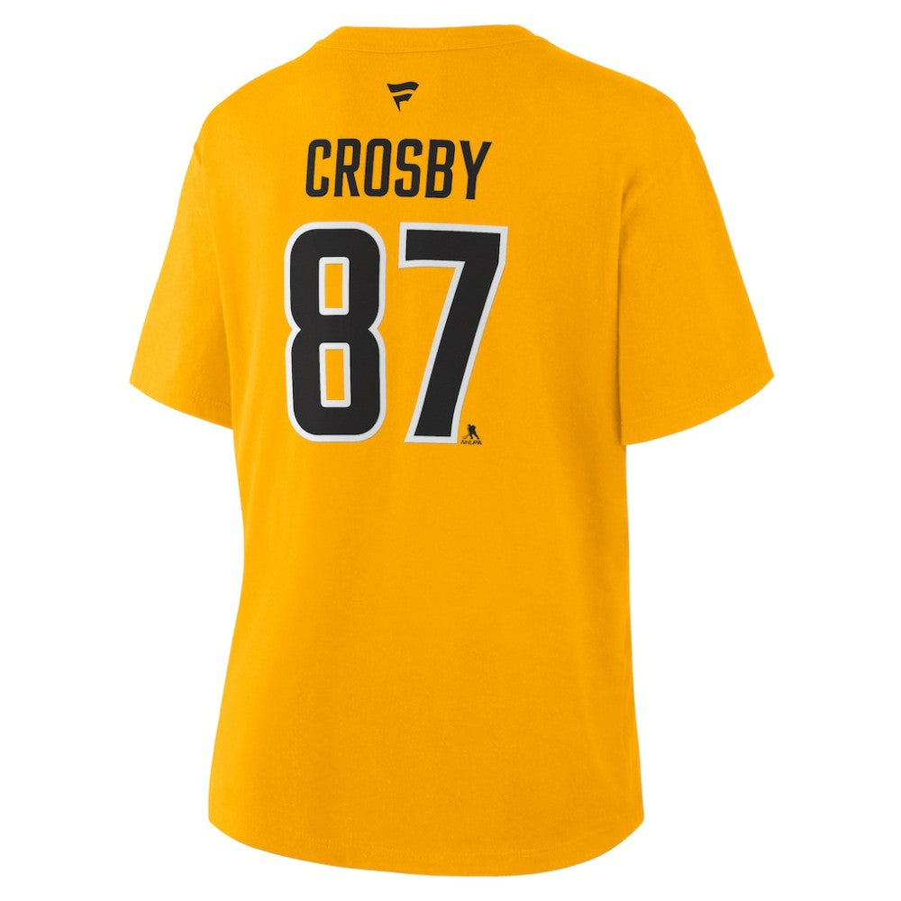 Sidney Crosby Pittsburgh Penguins Fanatics Women's Authentic Stack Name & Number T-Shirt Gold