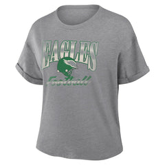Philadelphia Eagles Women's Overplayed Tribute Tri-Blend Boxy T-Shirt Heather Gray - Fanatics