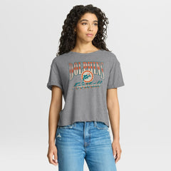 Miami Dolphins Women's Overplayed Tribute Tri-Blend Boxy T-Shirt Heather Gray - Fanatics