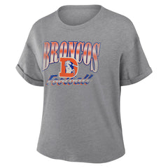 Denver Broncos Women's Overplayed Tribute Tri-Blend Boxy T-Shirt Heather Gray - Fanatics