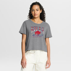 Buffalo Bills Women's Overplayed Tribute Tri-Blend Boxy T-Shirt Heather Gray - Fanatics