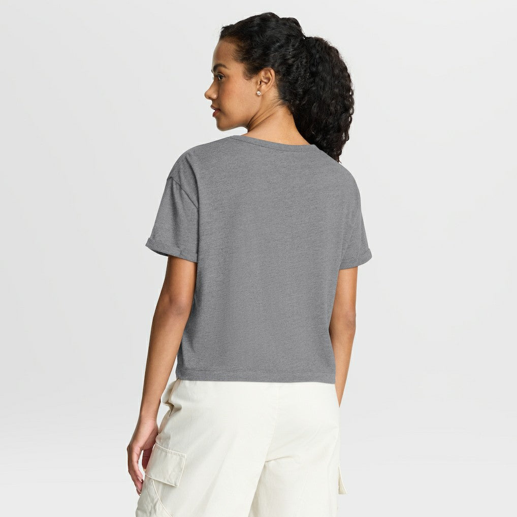 Buffalo Bills Women's Overplayed Tribute Tri-Blend Boxy T-Shirt Heather Gray - Fanatics
