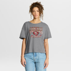 San Francisco 49ers Women's Overplayed Tribute Tri-Blend Boxy T-Shirt Heather Gray - Fanatics
