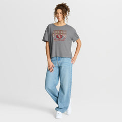 San Francisco 49ers Women's Overplayed Tribute Tri-Blend Boxy T-Shirt Heather Gray - Fanatics