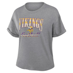 Minnesota Vikings Women's Overplayed Tribute Tri-Blend Boxy T-Shirt Heather Gray - Fanatics