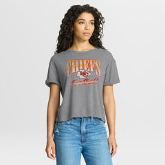Kansas City Chiefs Women's Overplayed Tribute Tri-Blend Boxy T-Shirt Heather Gray - Fanatics