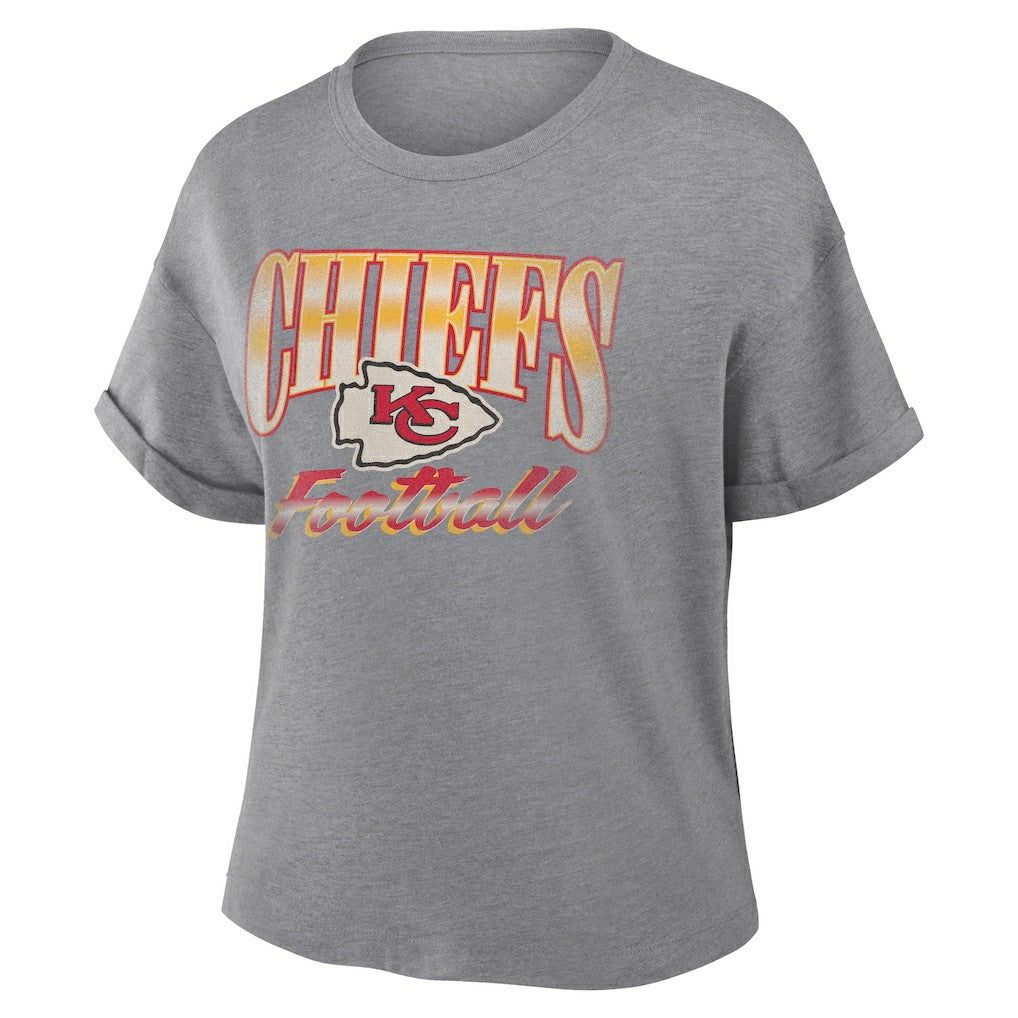 Kansas City Chiefs Women's Overplayed Tribute Tri-Blend Boxy T-Shirt Heather Gray - Fanatics