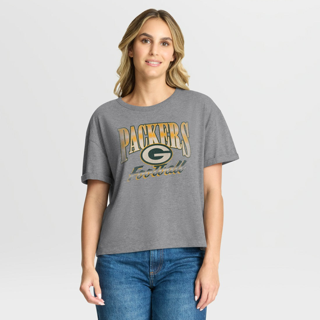 Green Bay Packers Women's Overplayed Tribute Tri-Blend Boxy T-Shirt Heather Gray - Fanatics