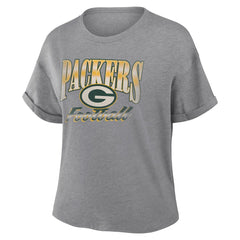 Green Bay Packers Women's Overplayed Tribute Tri-Blend Boxy T-Shirt Heather Gray - Fanatics