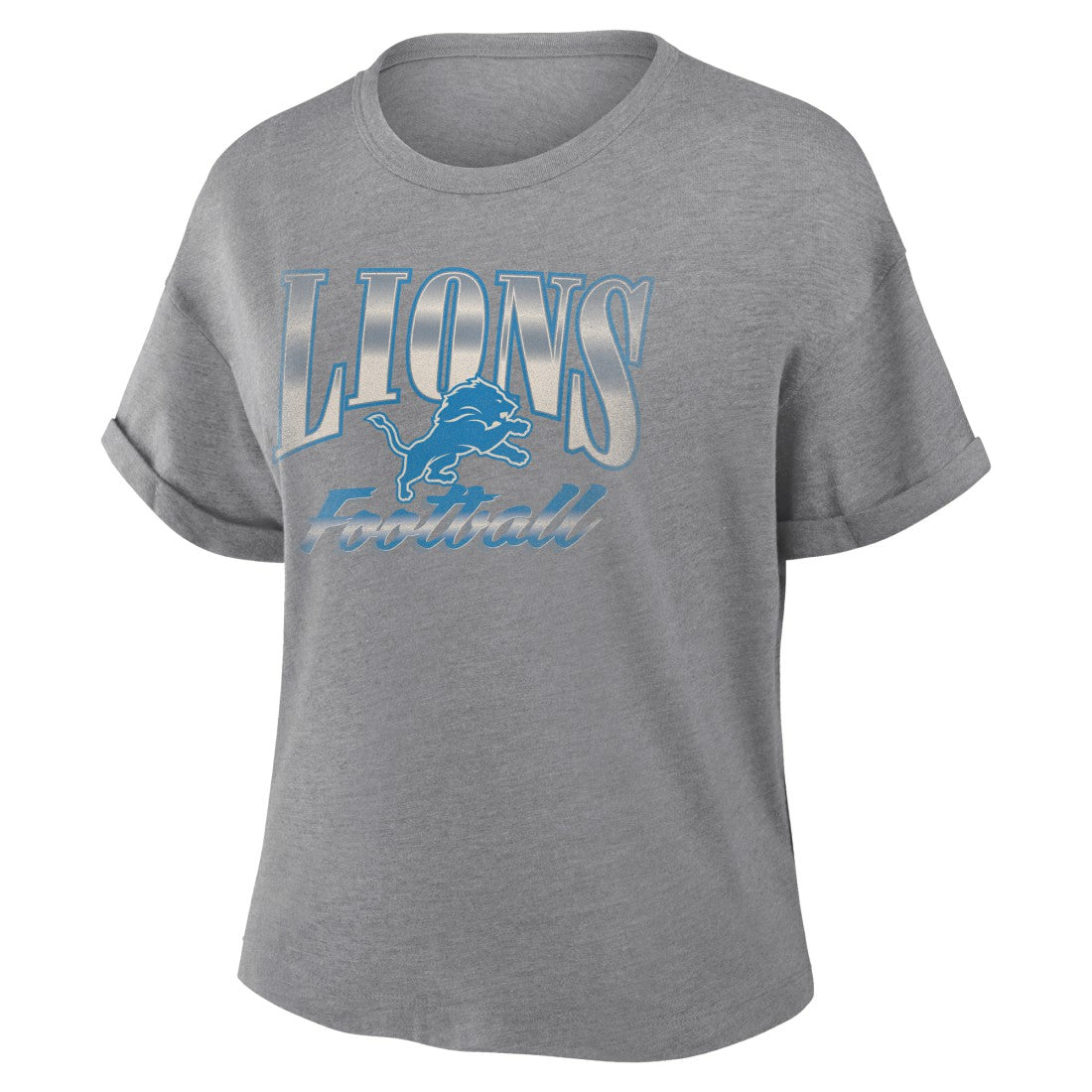 Detroit Lions Women's Overplayed Tribute Tri-Blend Boxy T-Shirt Heather Gray - Fanatics