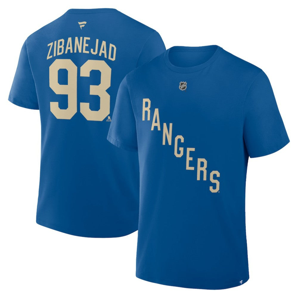 Mika Zibanejad New York Rangers Fanatics Authentic Stack Name & Number T-Shirt Blue