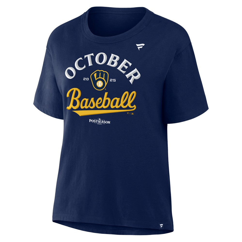 Milwaukee Brewers  Women's 2025 MLB Postseason Locker Room T-Shirt Sale