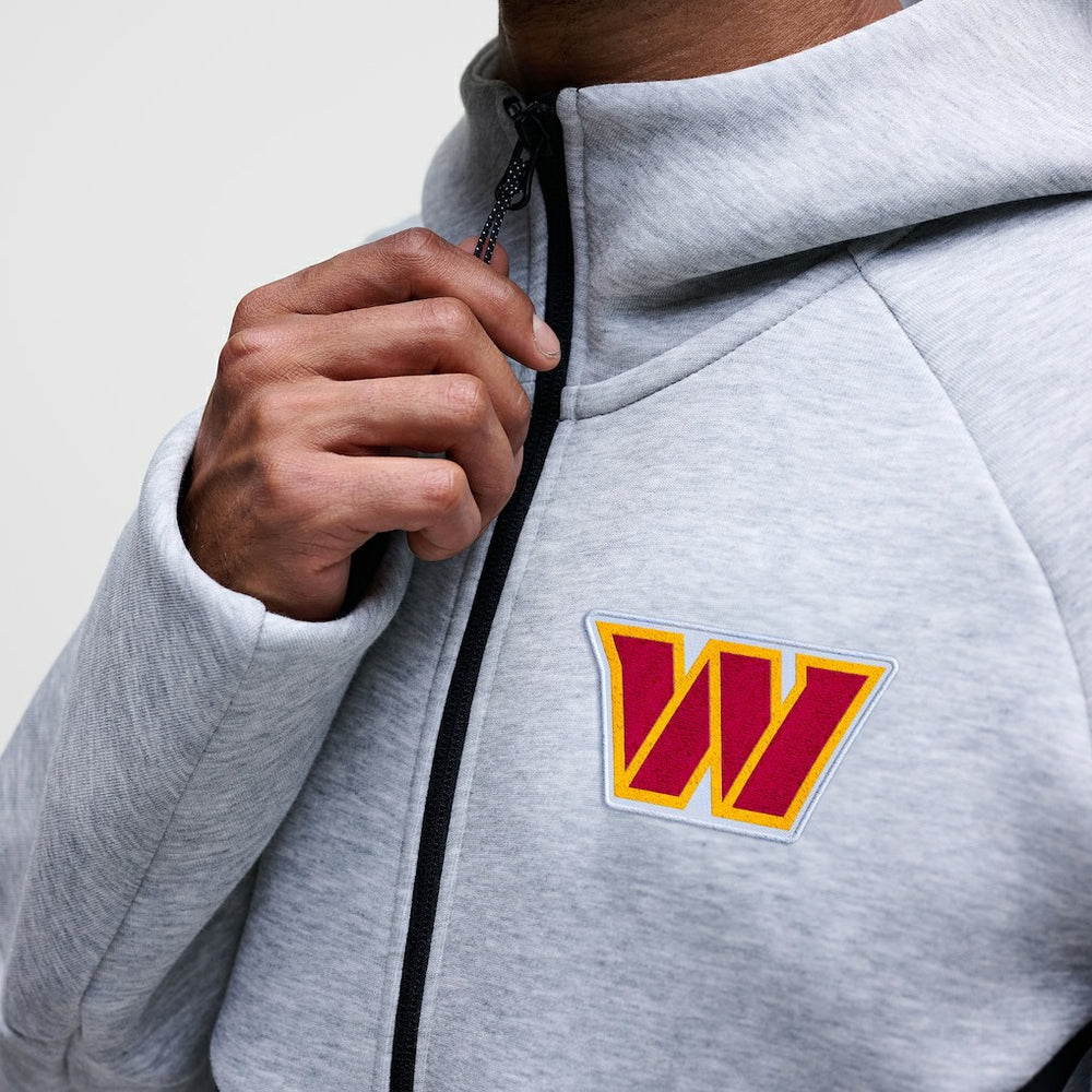 Washington Commanders Tech Fleece Raglan Full-Zip Windrunner Hoodie Heather Gray - Nike