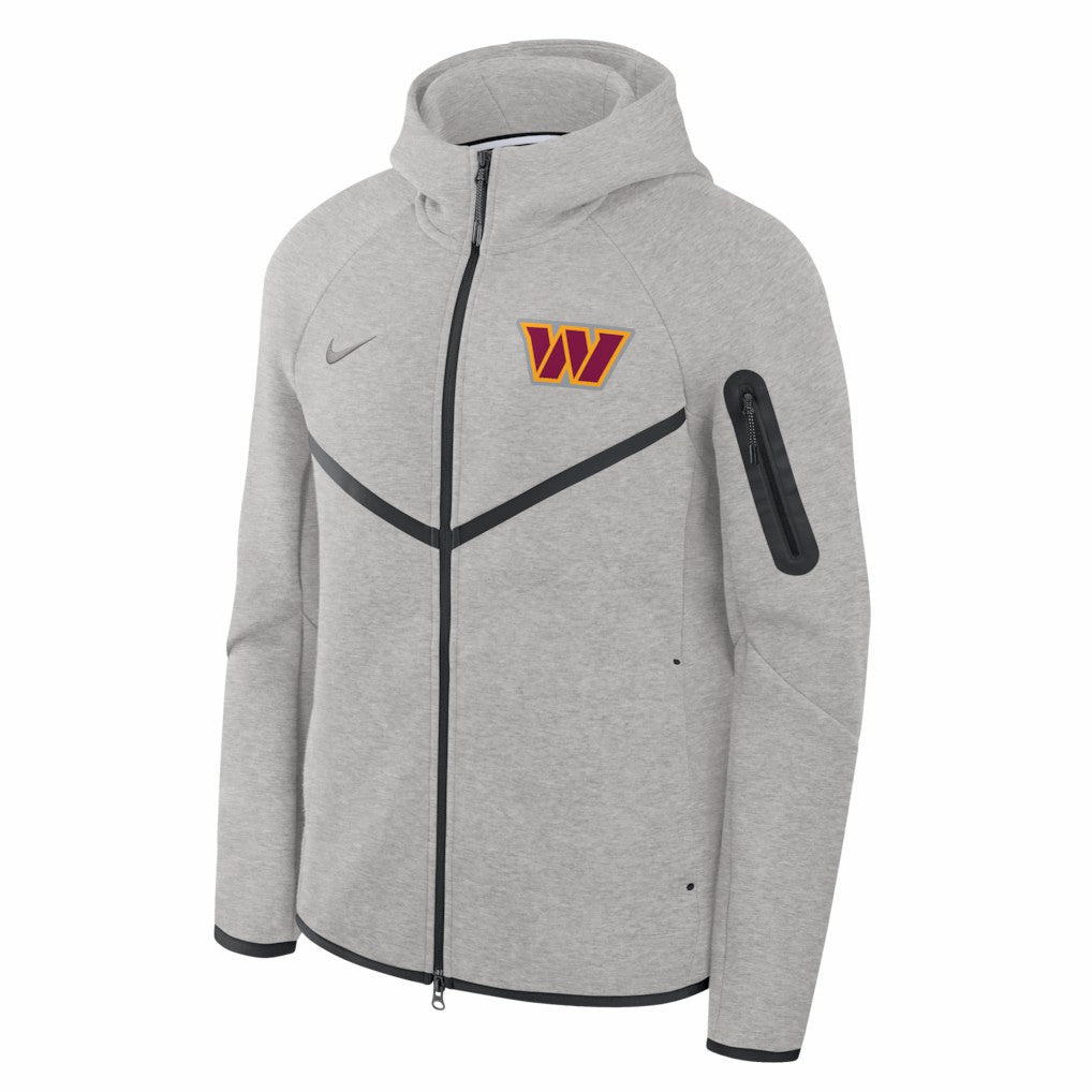 Washington Commanders Tech Fleece Raglan Full-Zip Windrunner Hoodie Heather Gray - Nike