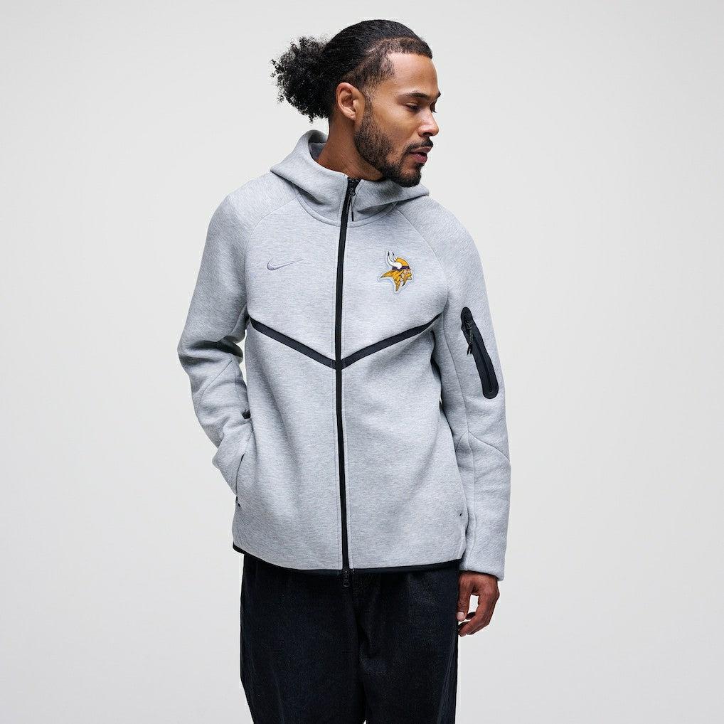 Minnesota Vikings Tech Fleece Raglan Full-Zip Windrunner Hoodie Heather Gray - Nike