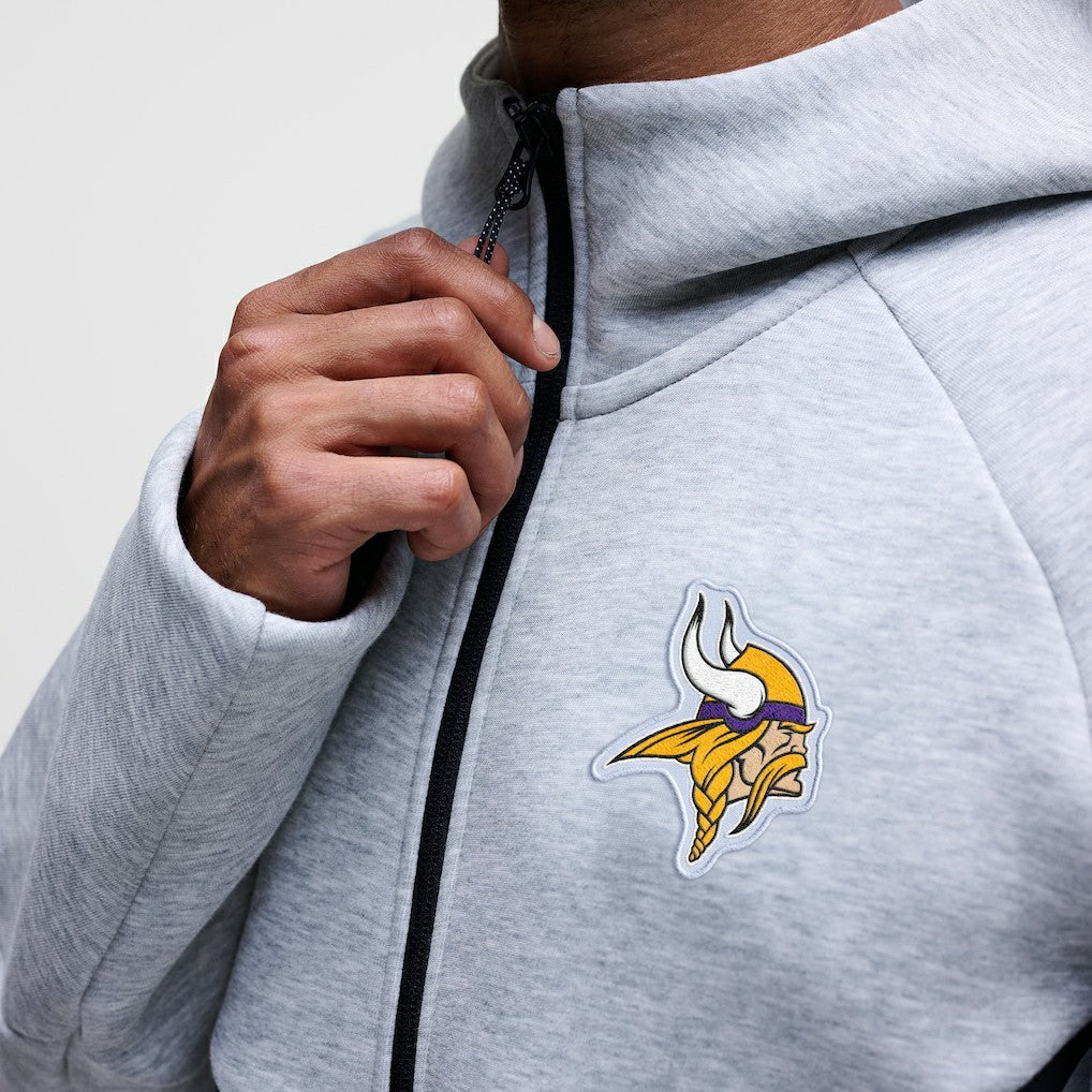 Minnesota Vikings Tech Fleece Raglan Full-Zip Windrunner Hoodie Heather Gray - Nike