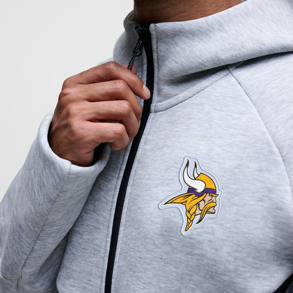 Minnesota Vikings Tech Fleece Raglan Full-Zip Windrunner Hoodie Heather Gray - Nike